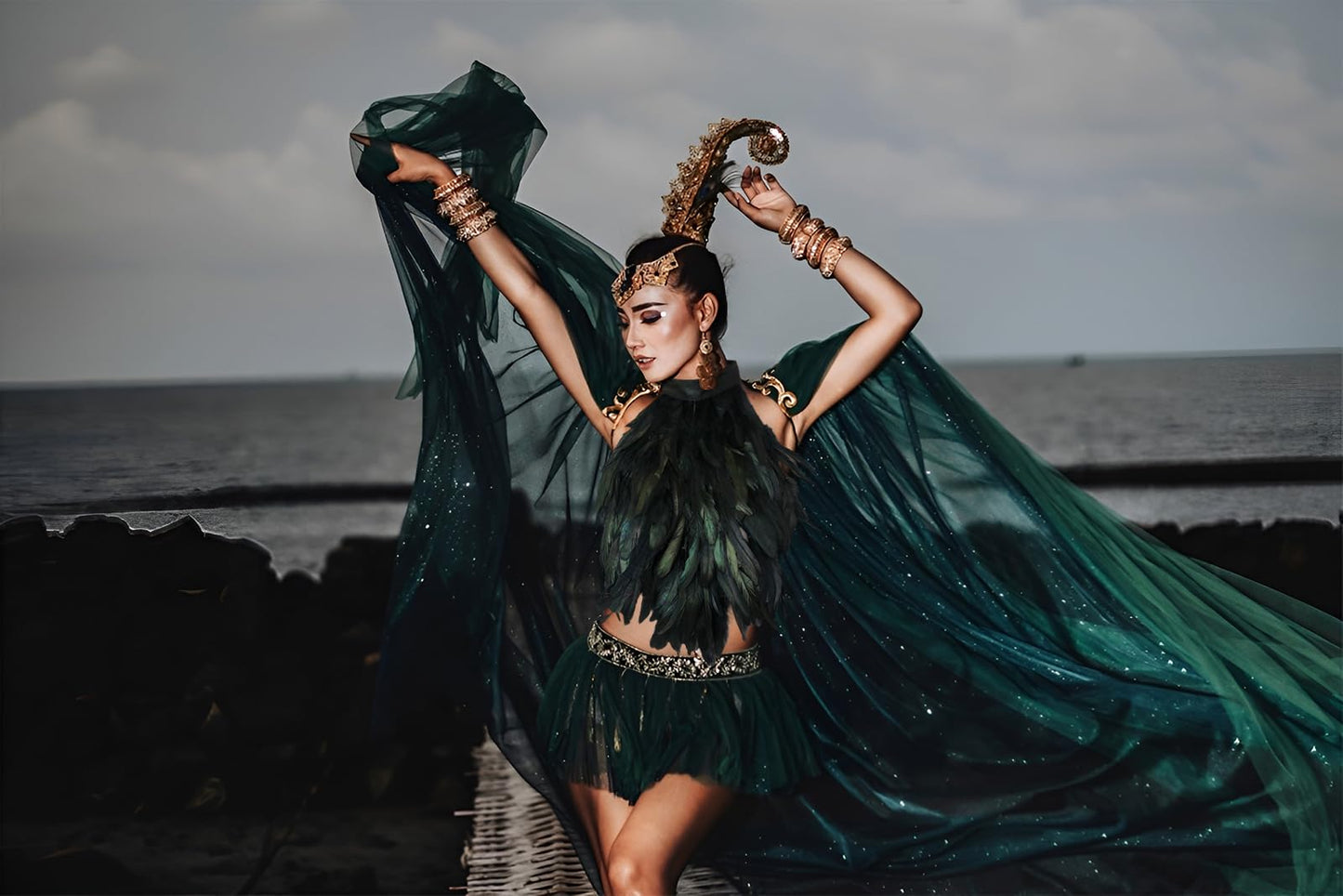 HOMELEX Feather Cape Shawl Costume Black Witch Wings Collar Adult Crow Maleficent Neck