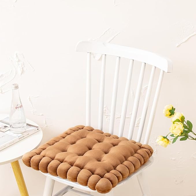 vctops Velvet Chair Pad Seat Cushion Solid Color Square Seat Pad Indoor Floor Cushion Super Soft Warm Chair Cushion Pad for Home Kitchen Dining Room Office (Brown,16"x16")