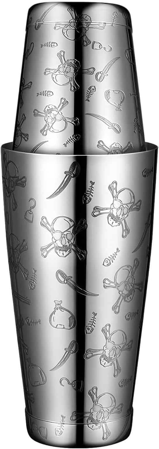 Stainless Steel Boston Shaker with Etched Pattern Weighted Shaking Tin Set 18 & 28oz Pattern Cocktail Shaker Set Two-Piece...