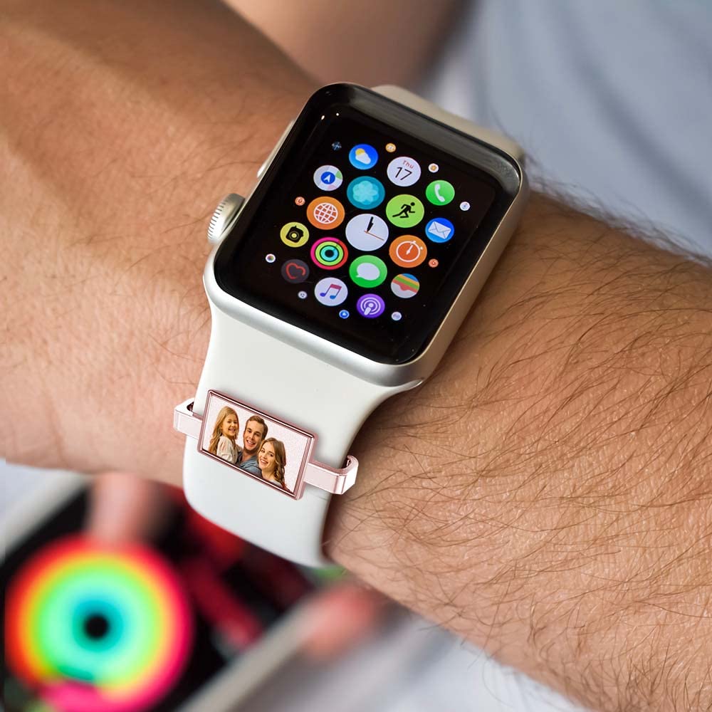 PicturesOnGold.com Smart Watch Photo Charm in Rose Gold Plated Rectangle Shape