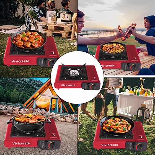 Vivicreate 8500 BTU Portable Butane Gas Stove for Camping Cooking Outdoor, Lightweight Portable Stove Burner with Auto Ign...