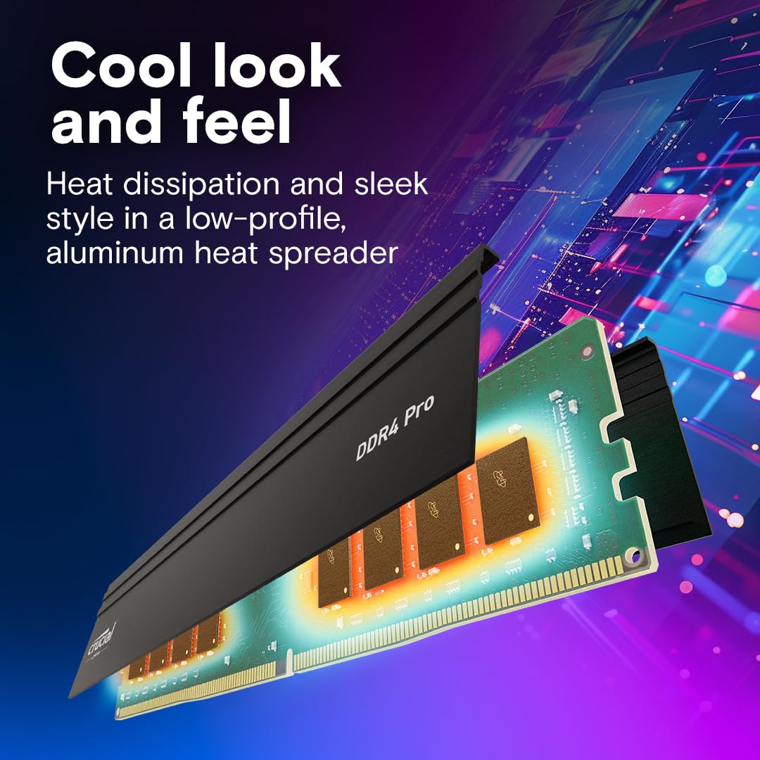 Crucial Pro 64Gb Ddr4 Ram Kit (2X32Gb), 3200Mhz (Or 3000Mhz Or 2666Mhz) Desktop Memory, Compatible With Intel And Amd Ryzen - Cp