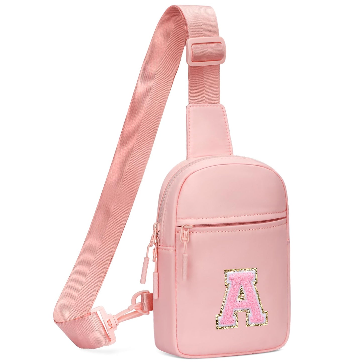 KKXIU Gifts for 6 7 8 9 10 11 12 Year Old Girls Initial Sling Bag Trendy Crossbody Fanny Pack for Teens (A, Pink)