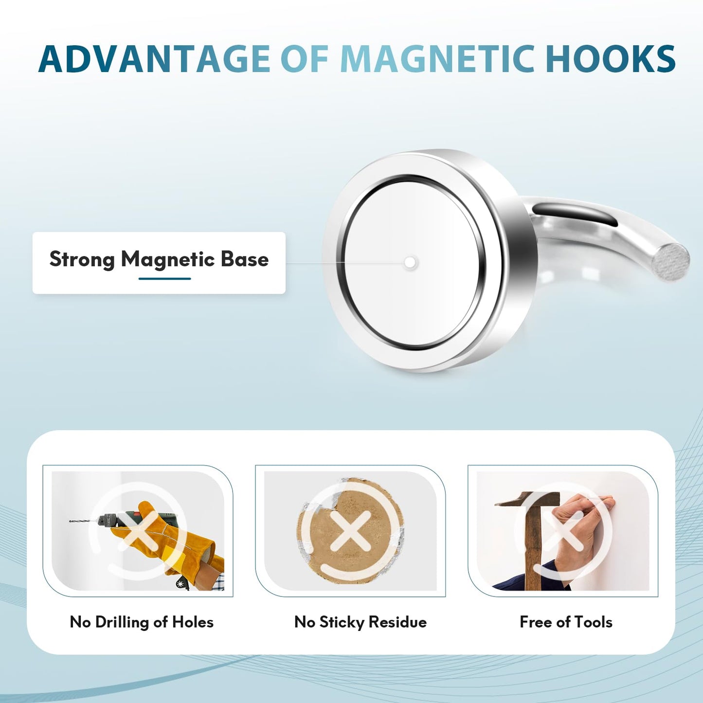 Neosmuk Magnetic Hooks, Cruise Ship Essentials, 32lb+ Heavy Duty Magnetic Hooks for Cruise Cabins, Refrigerator, Grill, Hanging, and Travel | Extra Strong Must-Haves Magnet Hook,Silver Pack of 20