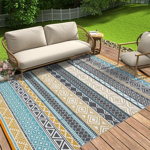 GarveeLife Outdoor Patio Rug 9x18 Waterproof Plastic Straw Rug, Reversible UV Resistant Foldable Camping Carpet Portable O...