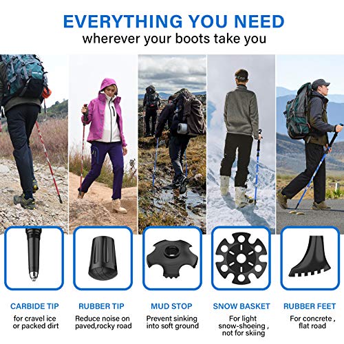 BISINNA Collapsible Trekking Hiking Poles- 2 Pack Folding Aluminum Walking Sticks with Quick Lock System 4 Season Accessor...