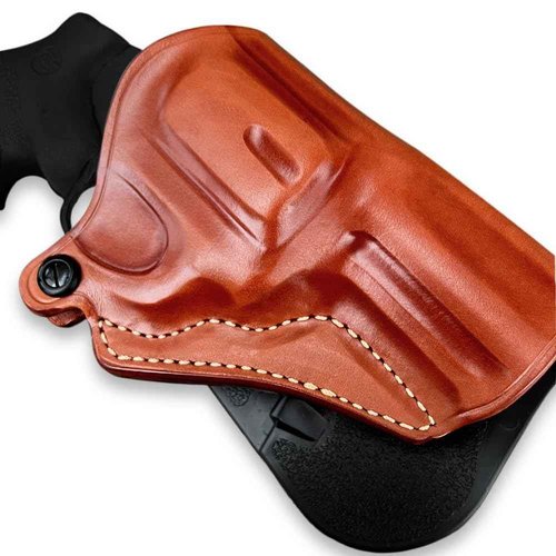 Premium Leather OWB Paddle Holster Open Top Fits Colt King Cobra/Colt Viper 357 Mag 6-Shot 3" Barrel, Right Hand Draw, Brown Color #1631#