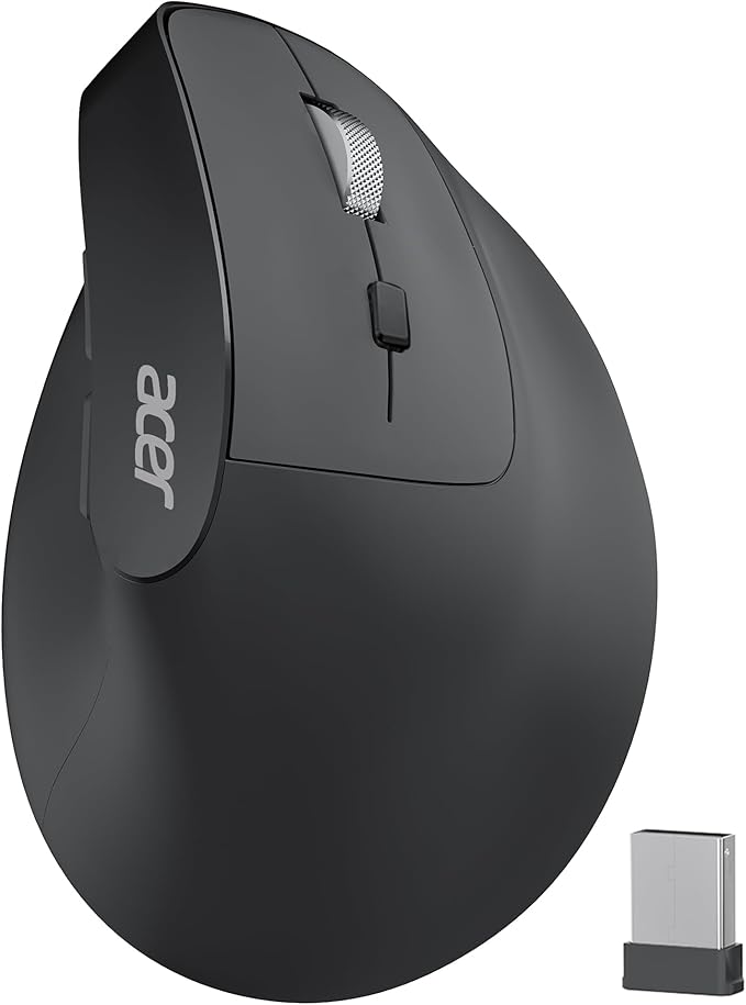 acer Ergonomic Mouse Wireless, Adjustable DPI Vertical Mouse 1000/1200/1600 with 6 Buttons, Rechargeable Ergo Mice with 2....