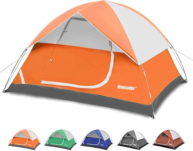 MANSADER Camping Tent, Waterproof 2/3/4 Person Tents for Camping, Lightweight Easy Set Up Outdoor Hiking Tent Backpacking ...