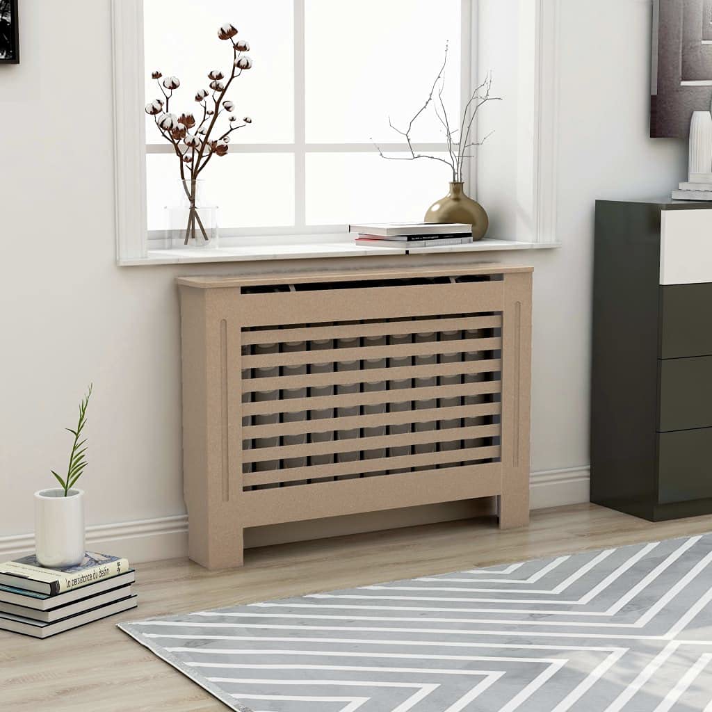 GOLINPEILO Brown Radiator Cover MDF Heating Radiator Cabinet Living Room Furniture Decor, 44.1" x 7.5" x 32.1", Horizontal Design