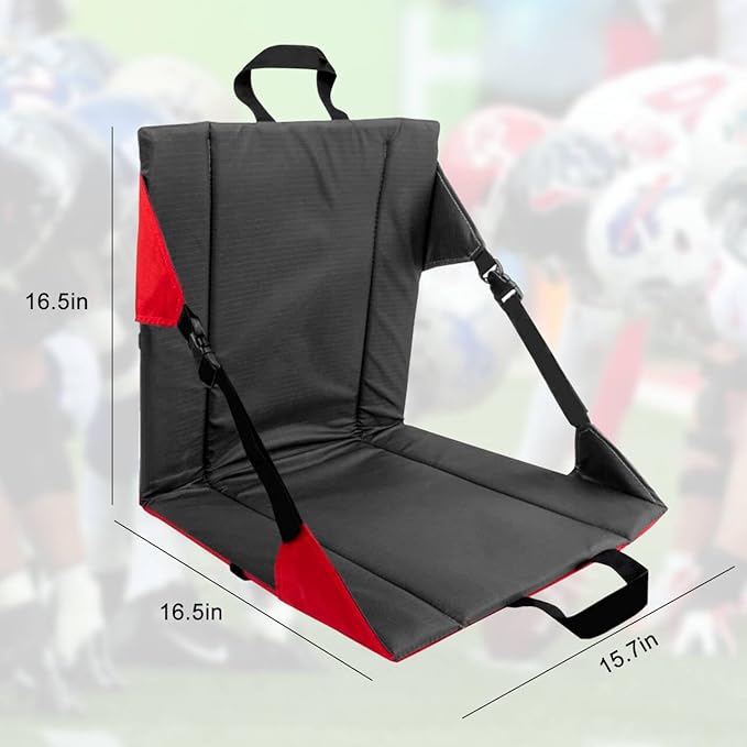 LynsaTac Folding Stadium Seat Cushion with Backrest, Portable Bleacher Pad for Camping, Fishing,15.8'' x 16.5'',Lightweight Chair with Backrest for Outdoor Sports and Concerts