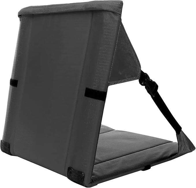 LynsaTac Folding Stadium Seat Cushion with Backrest, Portable Bleacher Pad for Camping, Fishing,15.8'' x 16.5'',Lightweight Chair with Backrest for Outdoor Sports and Concerts (Grey)