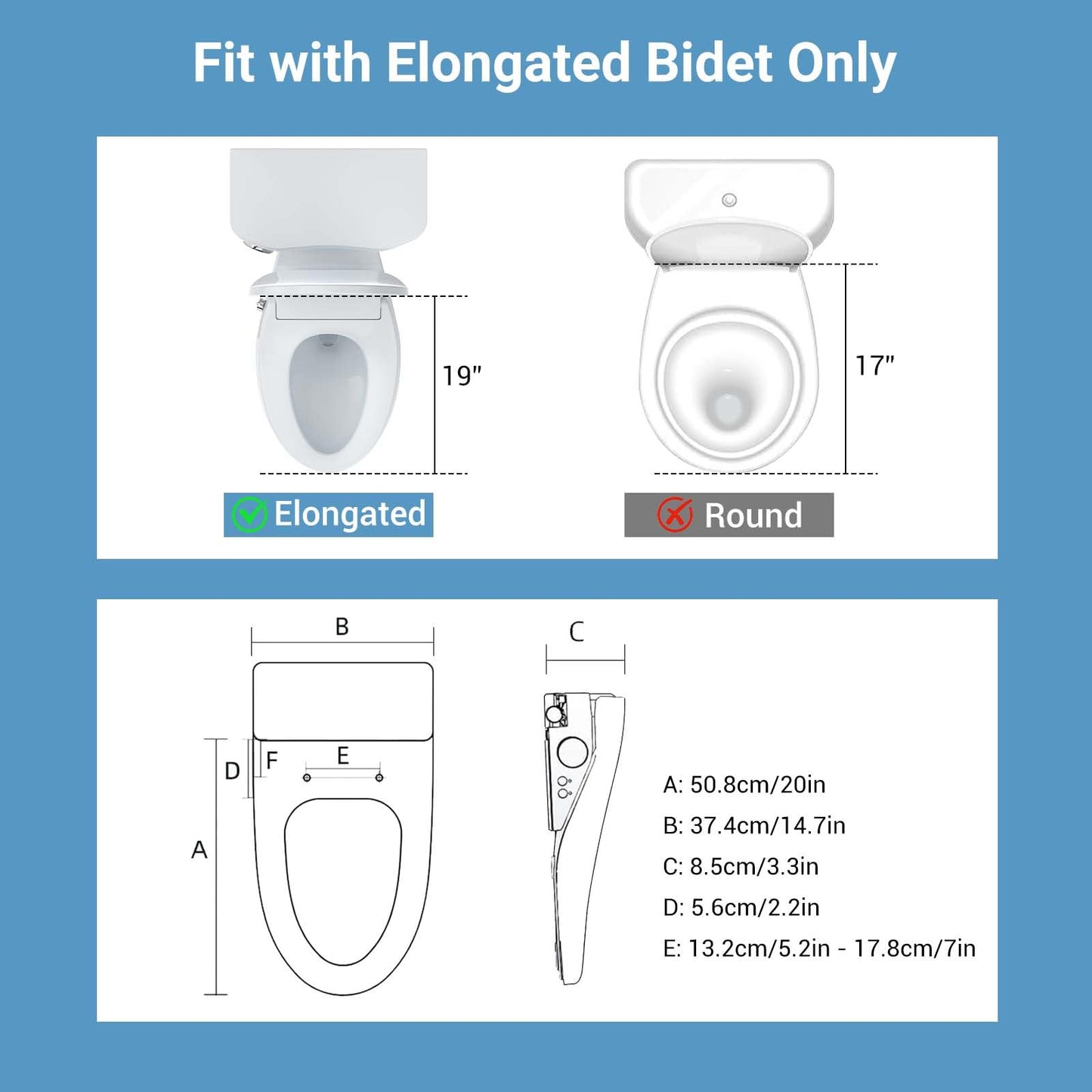 Smart Bidet Seat Elongated with Heated Functions and Gentle Wash Modes, Toilet Seat for Bathroom Comfort and Hygiene, Soft Close Design Easy Install PP Bidet Toilet Seat