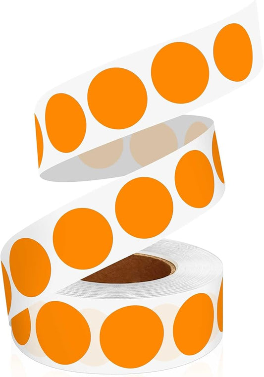 0.75 Inch Multi - Purpose Removable Labels,1000 PCS 3/4" Orange Dots for Classroom, Papers, Market, Price Tags, and Library Book Labels. Non - Printable Round Colored Stickers