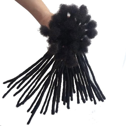 YOTCHOI Human Hair Permanent Dreadlocks Extension Handmade Locs Small Size(diameter 0.4cm) 20 Strands/pack 8inch Jet Black #1