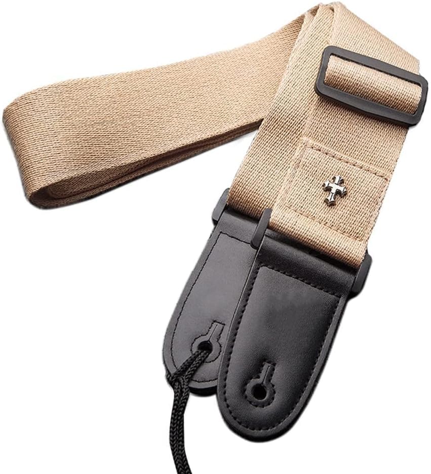 CC CAIHONG Guitar Strap, Bass Guitar Straps Acoustic Electric Woven Simple Leather Ends Adjustable Vintage with Pick Pocket - Kh