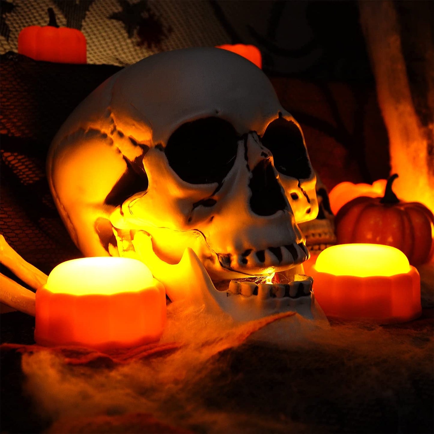 Homemory Halloween Bright Led Pumpkin Lights With Remote Control And Timers, Jack O Lantern Lights Battery Operated For Hallowee