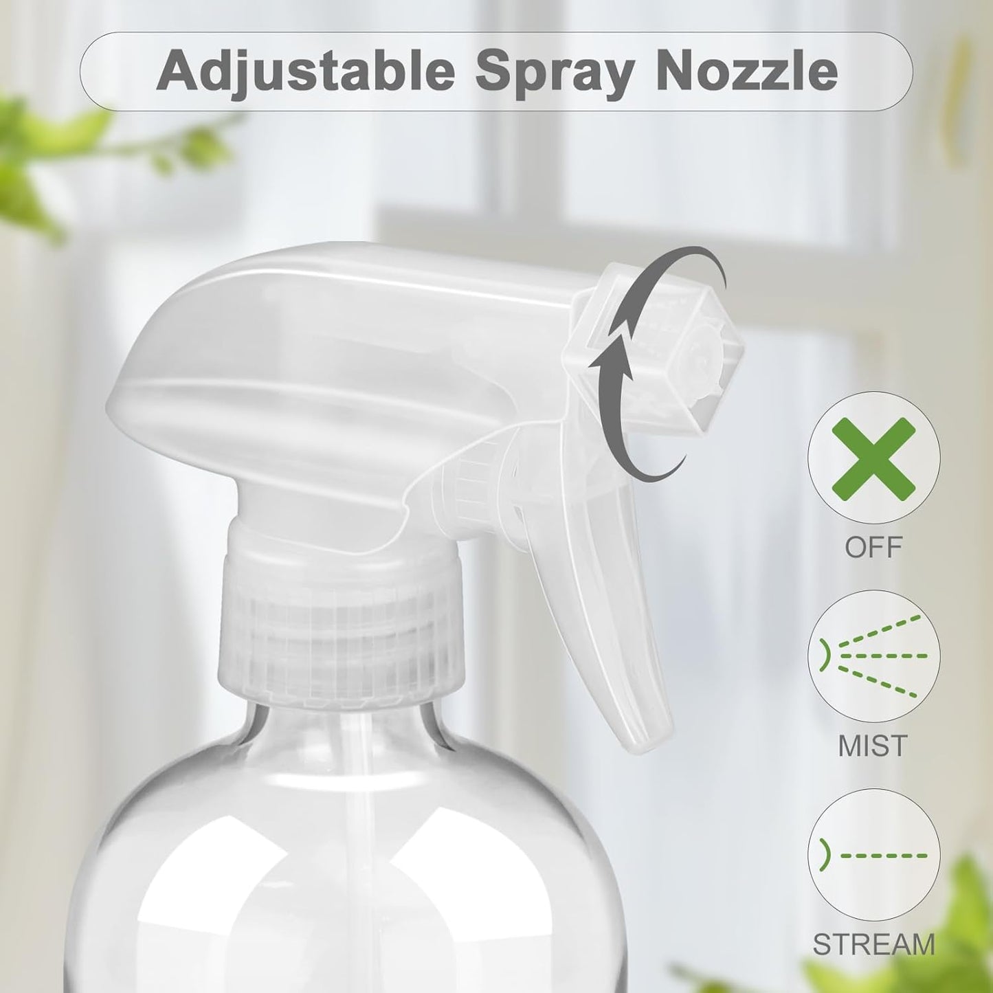 2 Pack Glass Spray Bottles with Silicone Sleeve, 16 oz Empty Refillable Containers with Adjustable Spray Nozzles, Spray Bottles for Hair, Cleaning Solutions and Plants Black&White