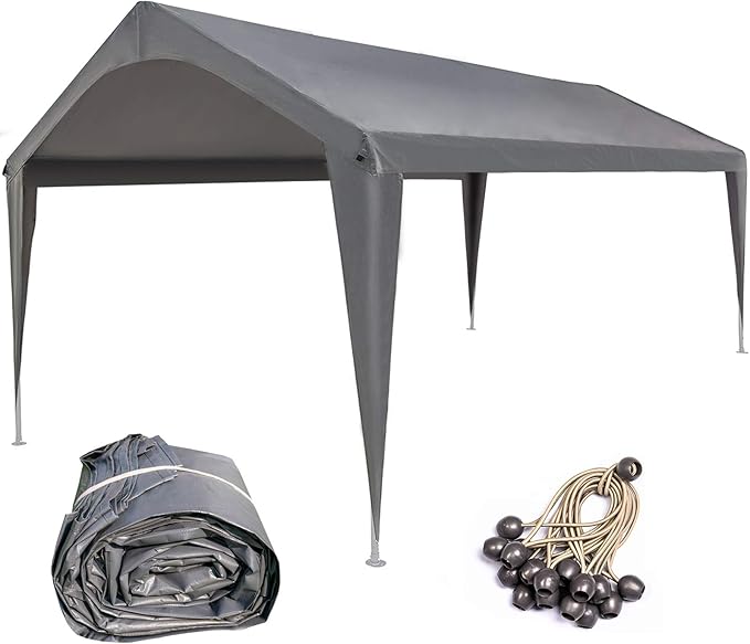 Sunnyglade 10x20 Feet Carport Replacement Top Canopy Cover with Fabric Pole Skirts and Accessories for Car Garage Shelter ...