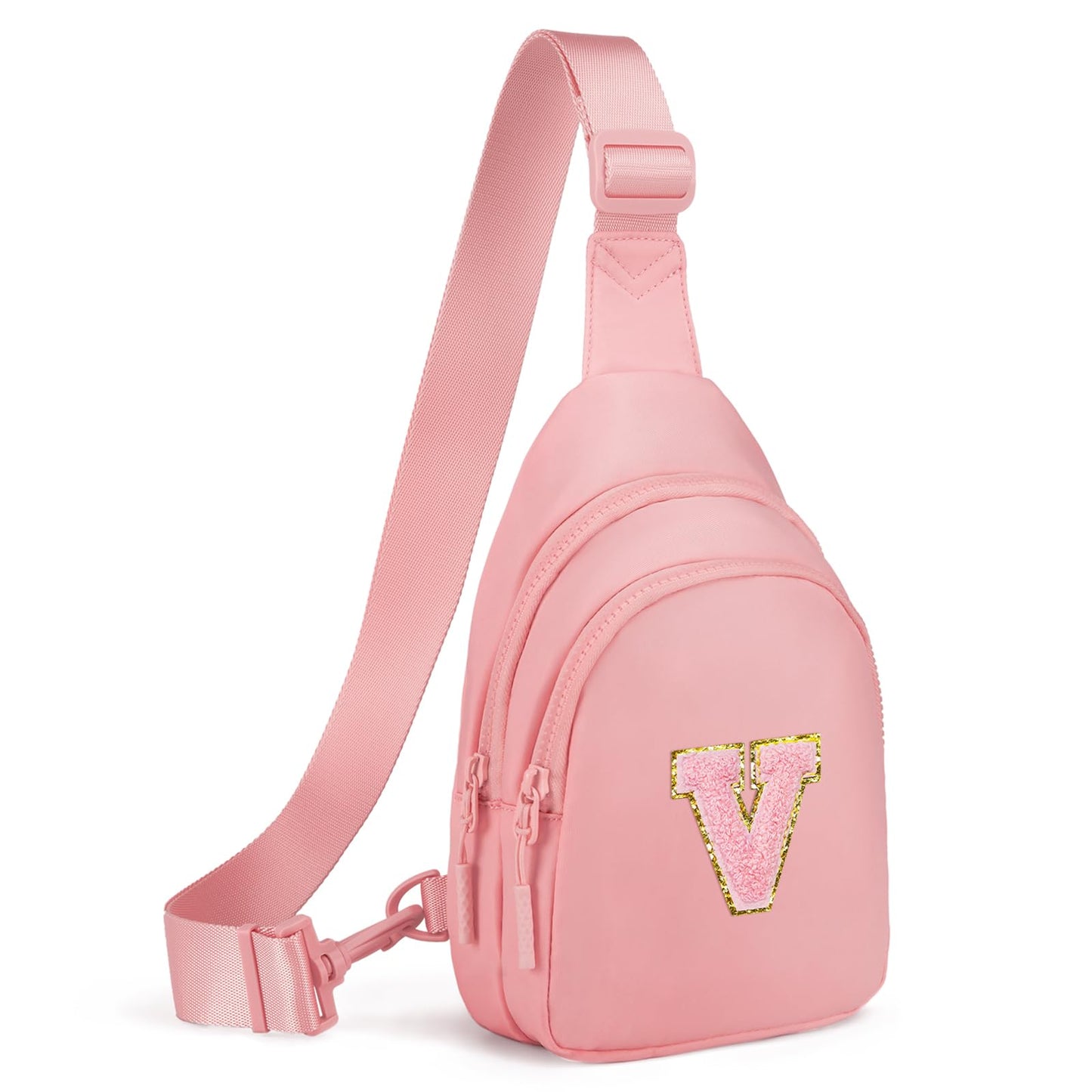 Viverte Gifts for Teen Girls 3 4 5 6 7 8 9 10 11 Year Old Girls Birthday Gifts for Best Friends Personalized Gifts for Women Preppy Stuff Small Initial Sling Bag (Light Pink-V)