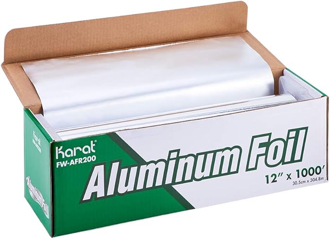Karat FW-AFR200 12"x 1000' Standard Aluminum Foil Roll, for Kitchen Roast, Baking, BBQ, Outdoor Camping, Cooking - 1 roll