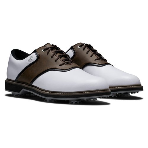FootJoy Men's FJ Originals Previous Season Style Golf Shoe, White/Brown, 11.5