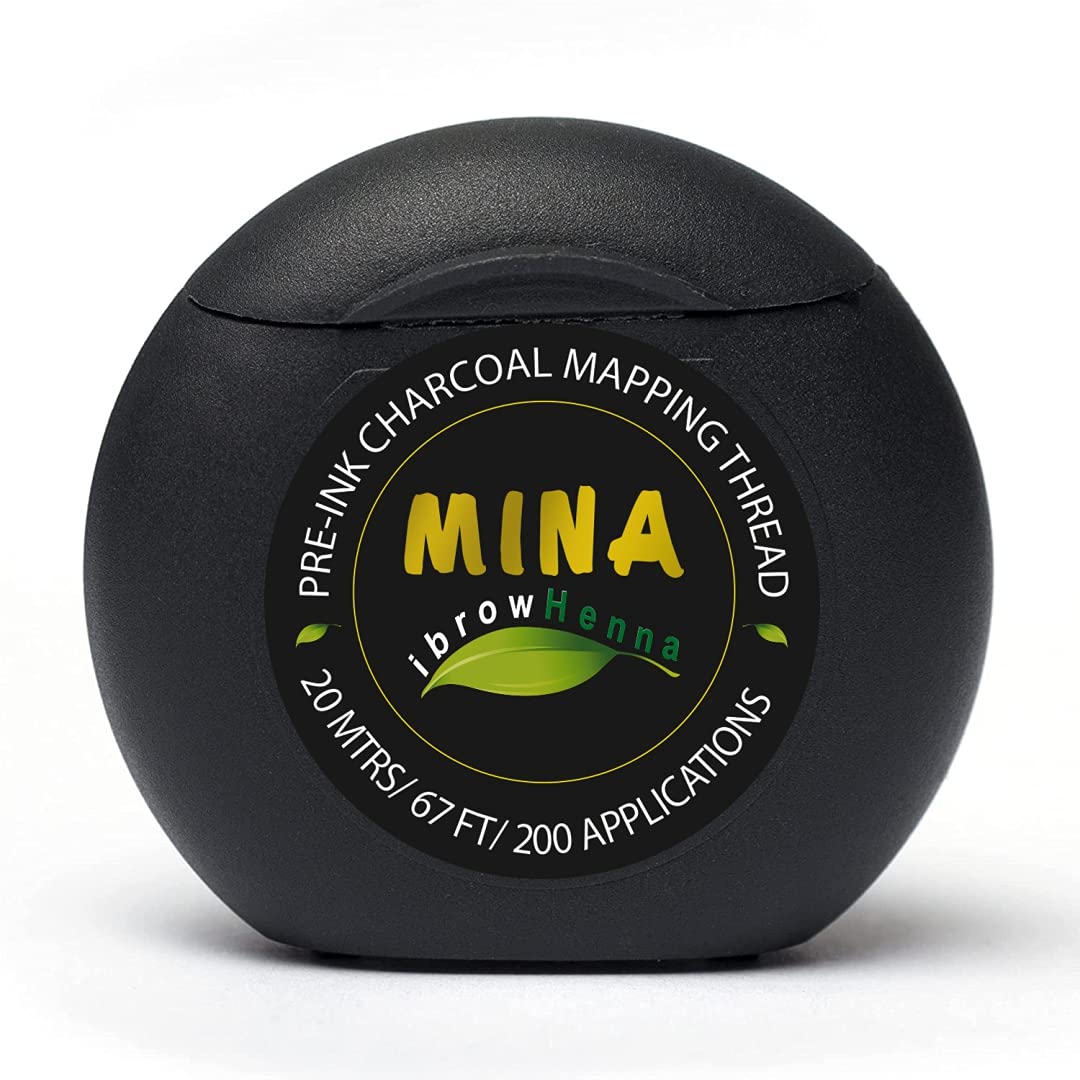 MINA ibrow Pre-Inked Microblading String for Eyebrow Mapping Bamboo Charcoal Thread Mess-Free Measuring Tool for Marking Symmetr