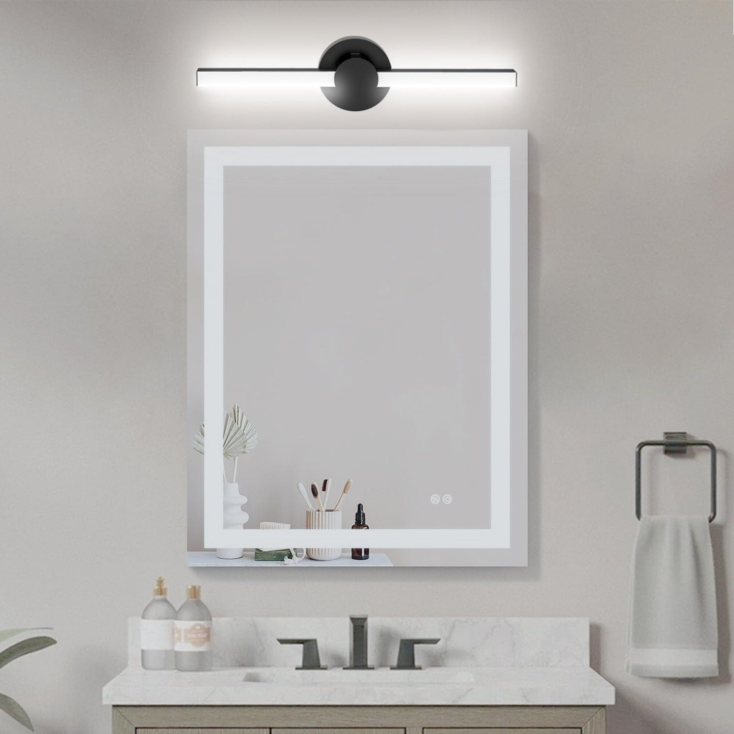 NOVELUX LED Bathroom Vanity Light Flexible Cool White 5000K Black Modern Matte Bathroom Lighting Fixtures Equivalent to Incandescent 230W for Over Mirror Vanity Light - ETL Certificated (1 Pack)