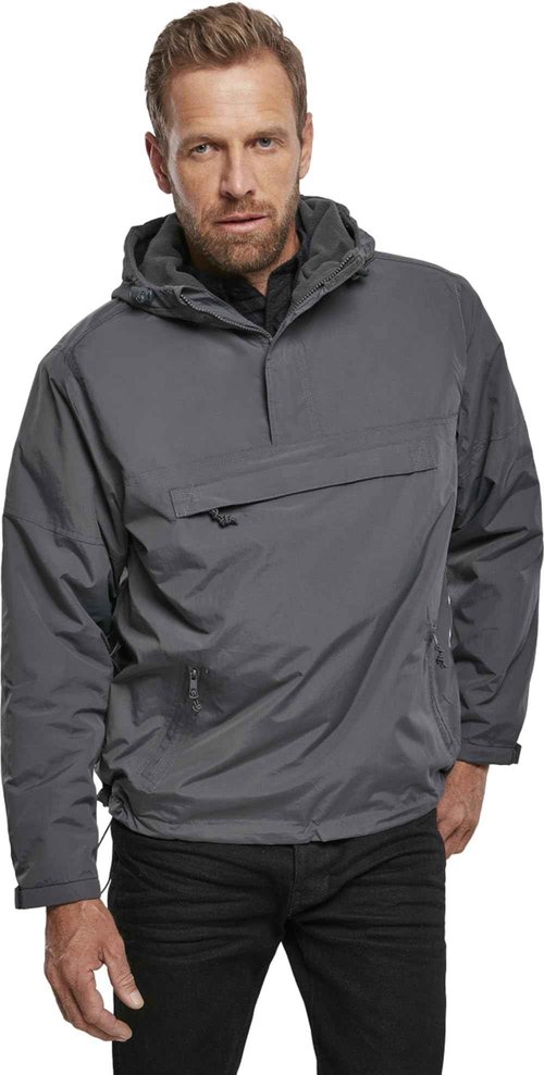 Brandit Individual Wear Men's Windbreaker Fall Jacket, with 100% Polyester, Water & Wind Resistant, and Zip Pockets, Anthracite - X-Large