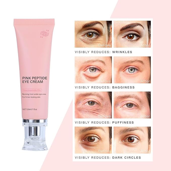 Pdrn Pink Peptide Serum, Pdrn Eye Cream, With Niacinamide and Purity Retinol for Fine Lines, Uneven Skin Tone (Peptide Eye Cream Hydrating & Firming for Dark Circles 2PCS)