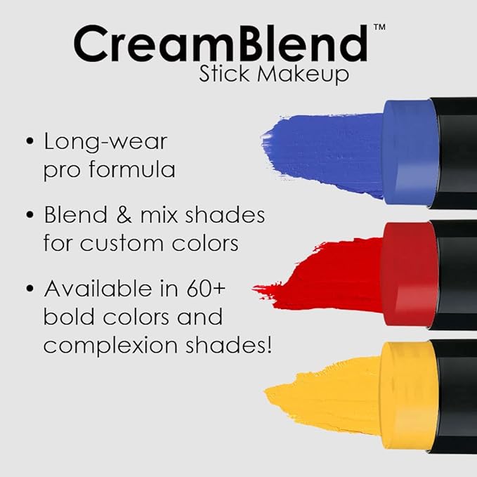Mehron Makeup CreamBlend Stick | Face Paint, Body Paint, & Foundation Cream Makeup | Perfect for Halloween .75 oz (21 g) (Blue)