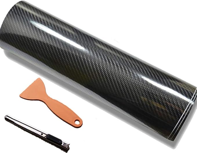DIYAH 6D High Gloss Black Carbon Fiber Vinyl 12" x 60" / 1 FT x 5 FT Bubble Free Air Release Car Wrap Film Automotive DIY ...