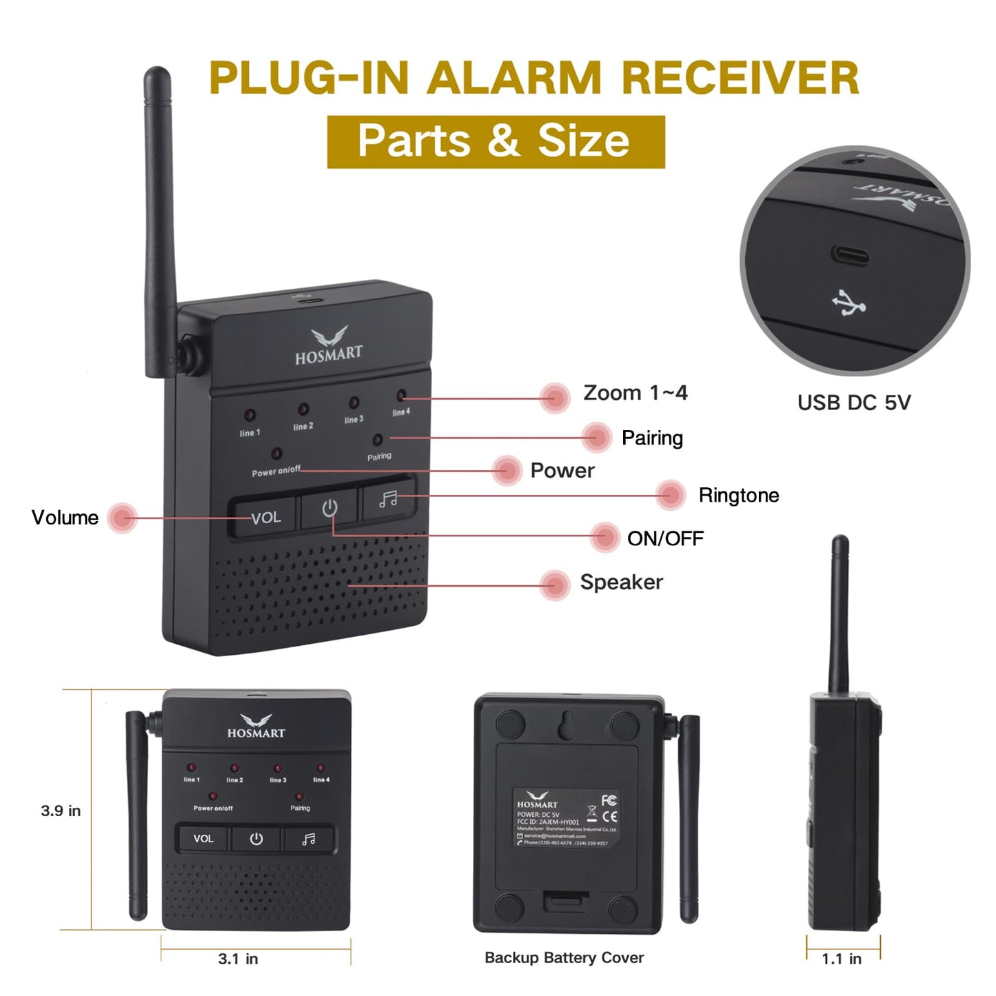 1/2 Mile Hosmart Driveway Alarm Wireless Sensor System & Driveway Sensor Alert System Weatherproof Security Outdoor Motion Sensor & Detector