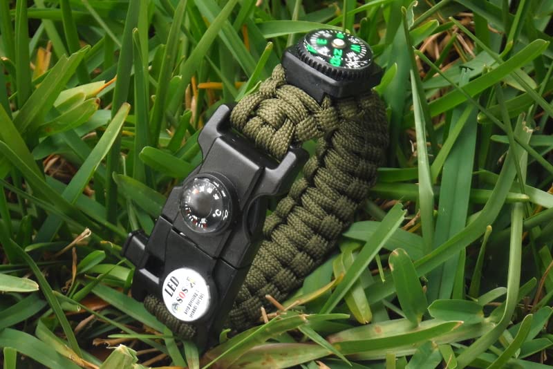 Galaxy 21 in 1 Survival Bracelet, Paracord Emergency Outdoor Sports Wristband Kit Waterproof Compass, SOS LED Light, Therm...
