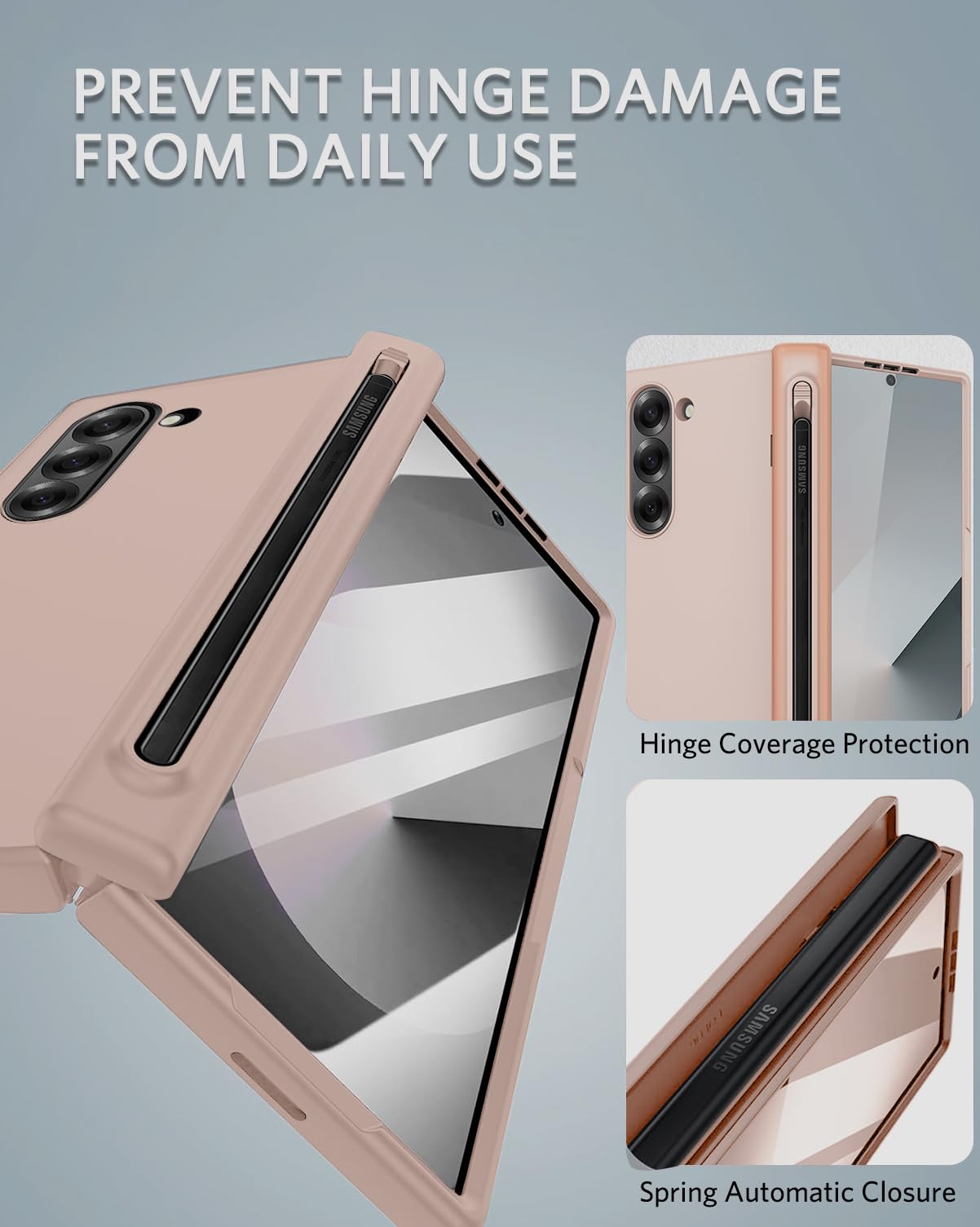 Ninki S Pen Holder For Samsung Galaxy Z Fold 6 Case With Screen Protector,360 Full Body Shockproof Protective Cover For Galaxy Z