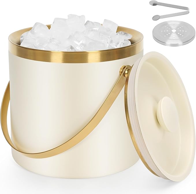 ZORMY 3L Double-Wall Vacuum Insulated Stainless Steel Ice Bucket with Lid & Tong，Wine and Champagne Bucket for Home & Part...