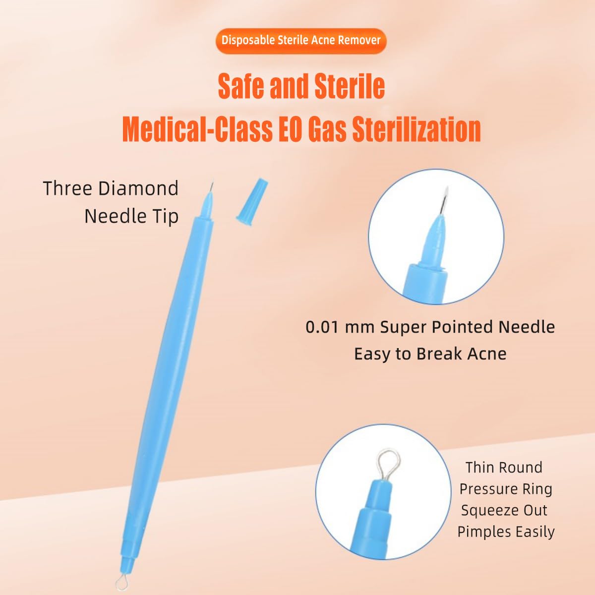 2 Pack of Disposable Sterile Acne Remover Tools Safe Pimple Popper Tool Aseptic Blackhead Remover Tools Sanitary Comedone Extrac