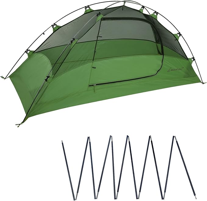 Clostnature Lightweight Backpacking Tent - 1 Person Ultralight Tent with One Tent Pole, Camping Tent with Replacement Pole...
