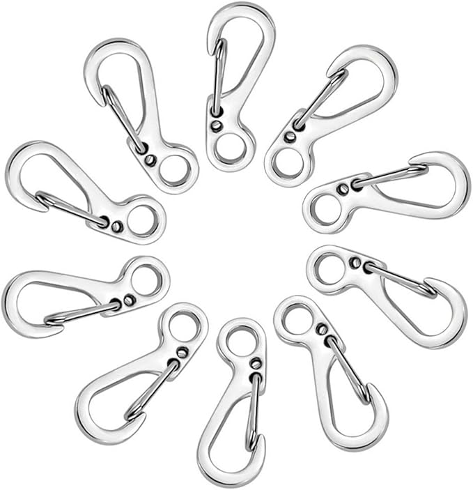 SZHOWORLD 10PCS/LOT Mini SF Spring Backpack Clasps Metal Snap Carabiners EDC Keychain Camping Bottle Paracord Hooks