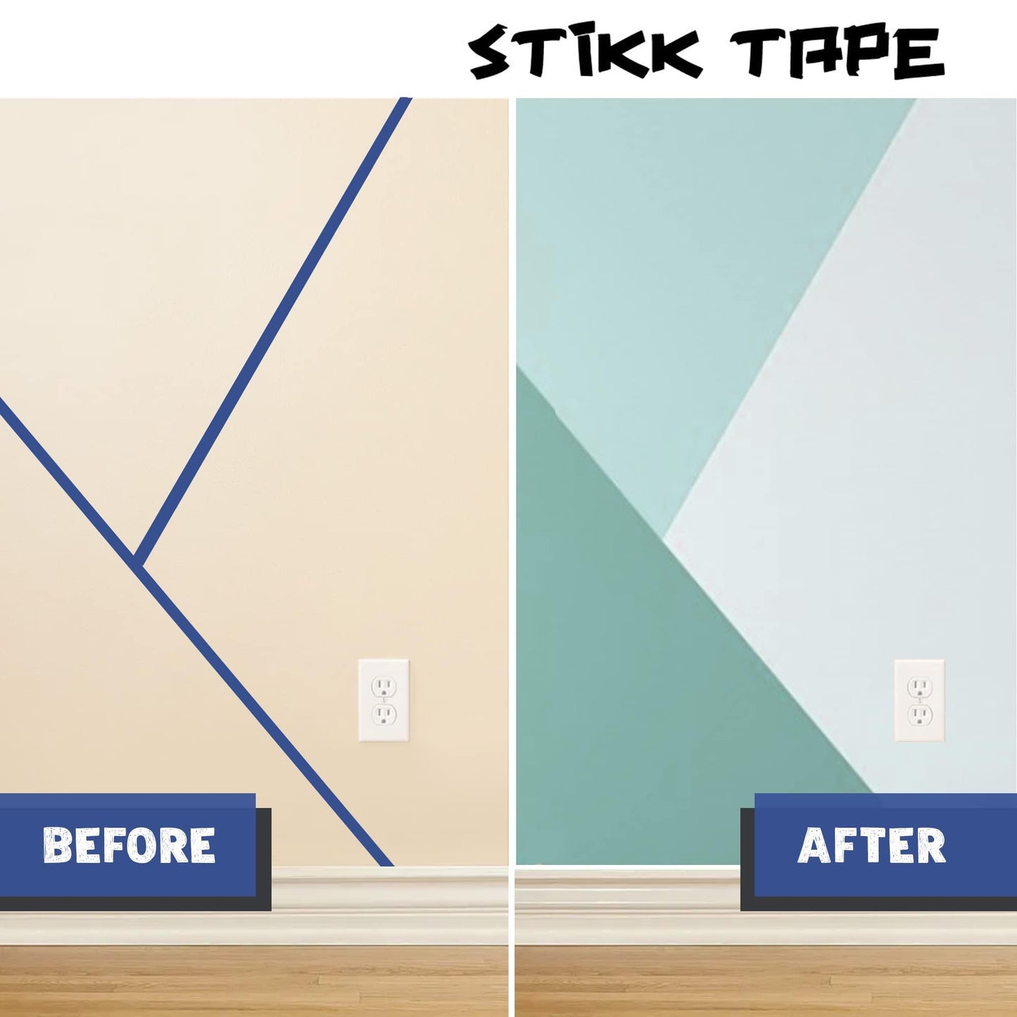 STIKK Painters Tape - 3pk Blue Painter Tape - 1 inch x 60 Yards - Paint Tape for Painting, Edges, Trim, Ceilings - Masking Tape for DIY Paint Projects - Residue-Free Painting Tape