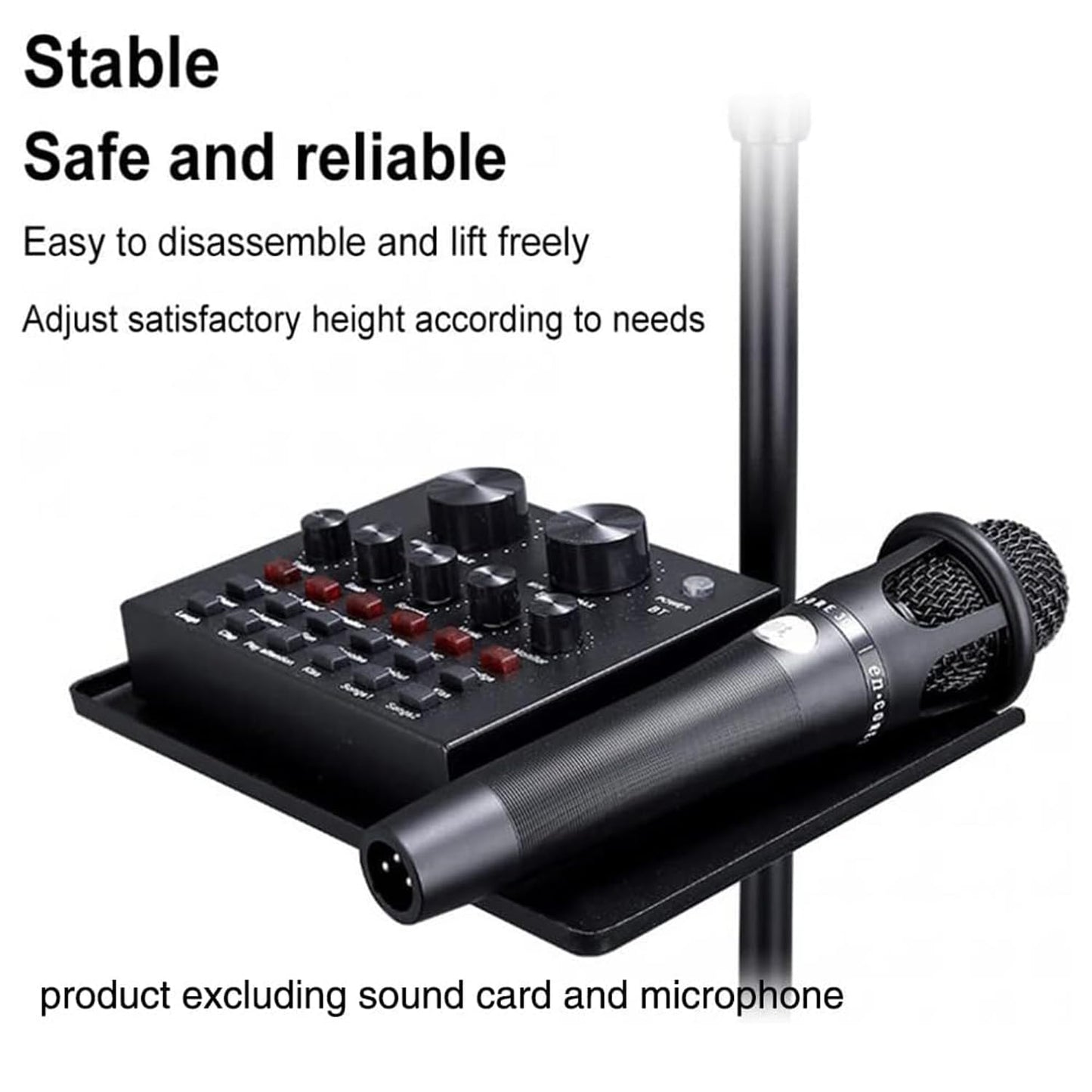 Toyvian Mobile Phone Live Tripod Microphone Sound Card Tray 9.44 X 6.88 Inch Stable Microphone Stand Tray For Live Streaming Kar