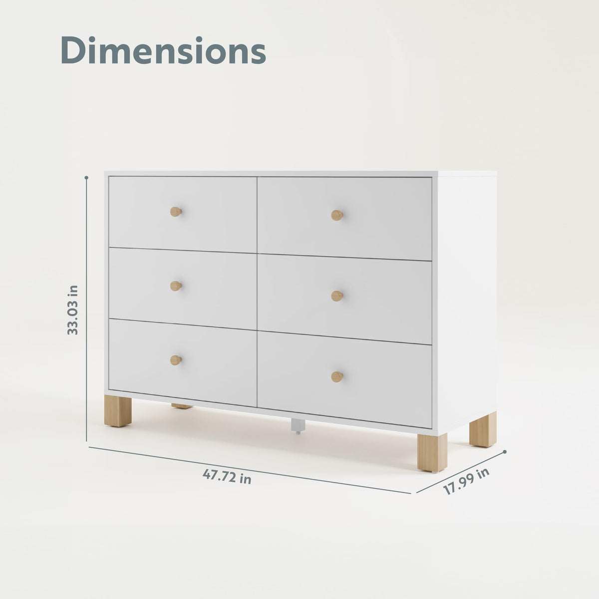 Storkcraft California 6-Drawer Double Dresser (White with Driftwood) - GREENGUARD Gold Certified, Interlocking Drawer System, Dresser Drawer Organizer for Kids Bedroom