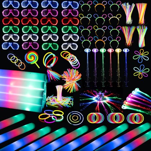 272 PCs Glow Party Supplies, 24 Foam Glow Sticks, 24 LED Glasses and 200 Glow Sticks ＆ Bracelets, 12 Glow sticks headband ...