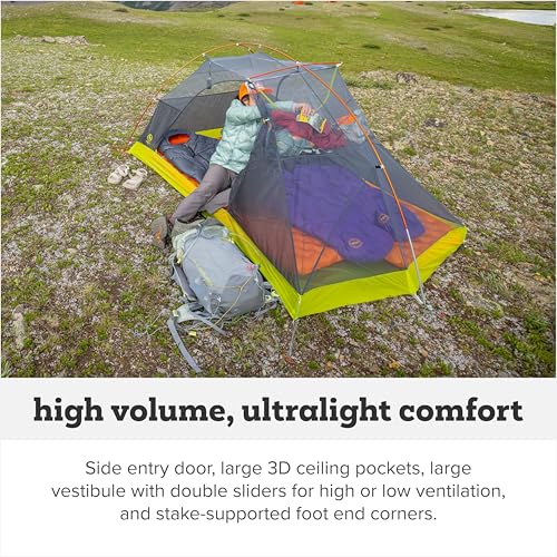 Big Agnes Tiger Wall UL - Ultralight Backpacking Tent, 3-Season Semi-Freestanding Side-Entry Shelter for Camping & Backpac...