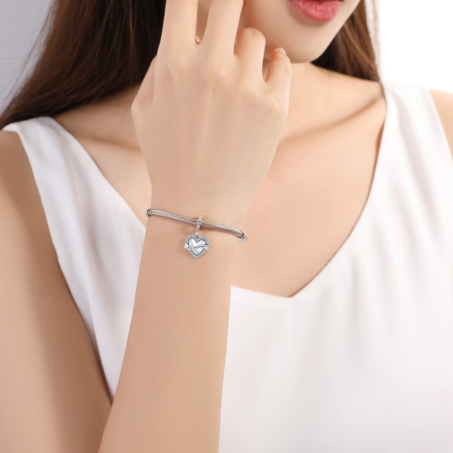 Linorui 925 Sterling Silver Charms Fit Pandora Charms Bracelet I Love You to The Moon and Back Fit Wife Mom Christmas Birthday G