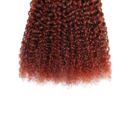 P33/350 Bundles Ombre Ginger Brown Kinky Curly Human Hair Bundle Two Tone Color 33 Auburn Mixed With Orange Bundle Highlight Copper 3 Bundles 16 18 20 Inch