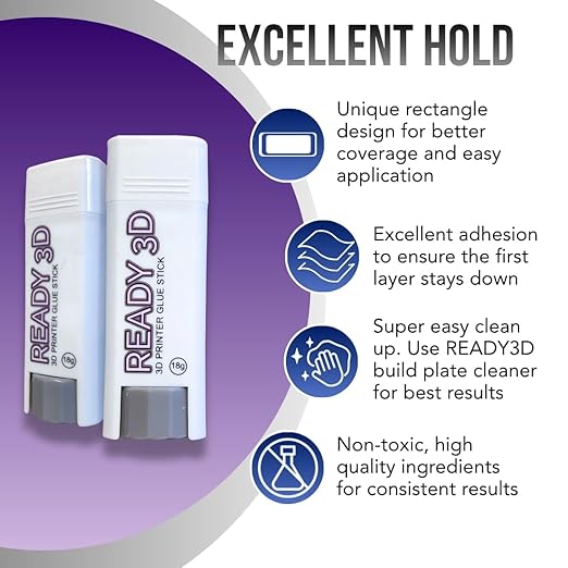 Printer High Quality Build Plate Cleaner & 4 Pack READY3D Glue Sticks, Non-Toxic, No Odor, Easy Clean, Includes 12"x12" Non-Abrasive Microfiber Cleaning Towel