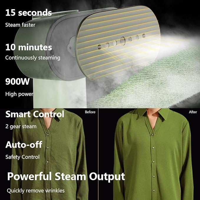 G6 Pro Smart Handheld Steamer for Clothes – Global Voltage Adaptation(100-240V), Palm-Sized & Lightweight (0.8lb), Easy Wrinkle Remover, Auto Shut-Off, Travel & Home Double Use (Green)