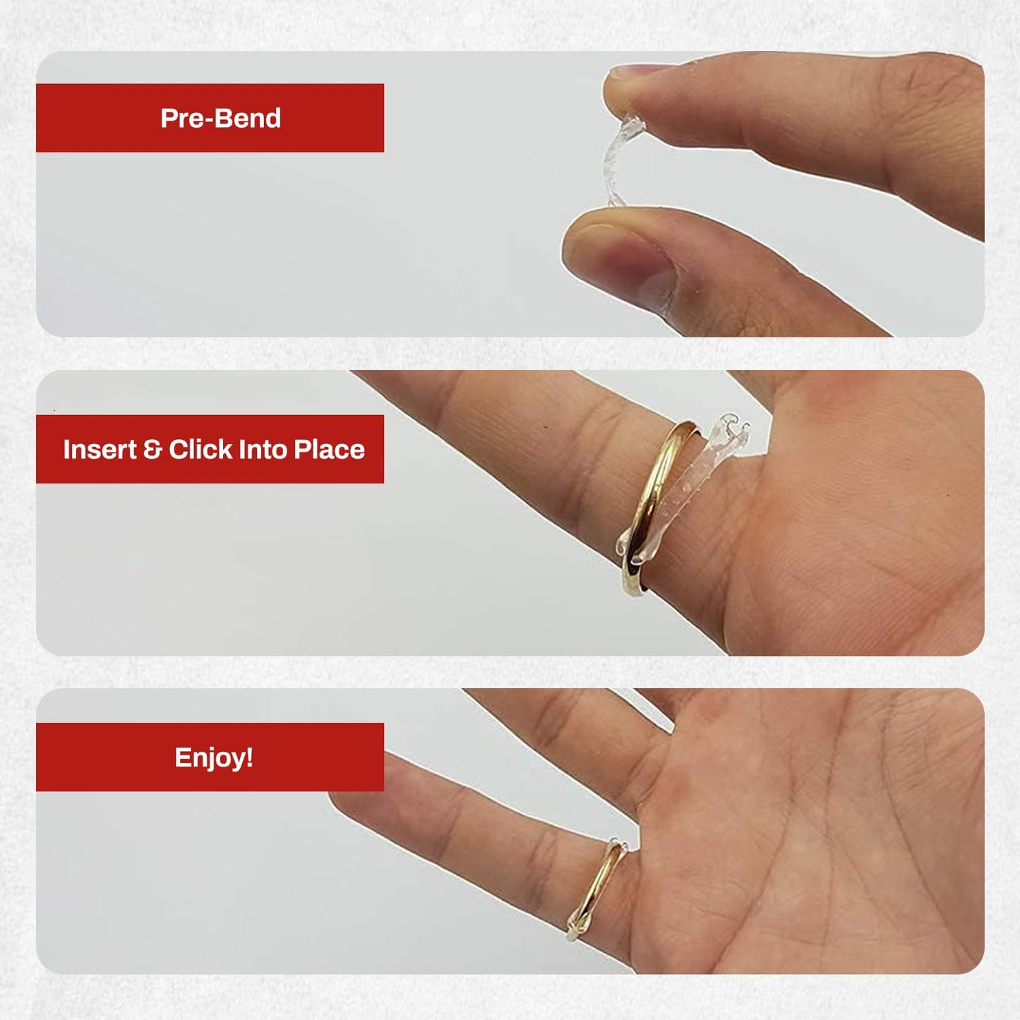 Chrome Cherry Ringo, Invisible Ring Size Adjuster for Loose Rings with 6 Sizes, Clear Ring Band Sizer Guard with the Care Pack,