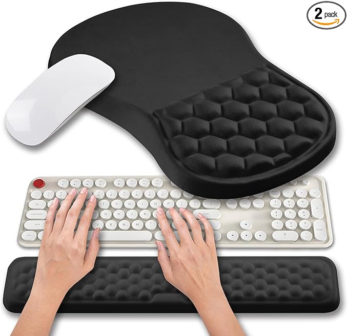 Hokafenle 2 in 1 Ergonomic Mouse Pad Wrist Support & Wrist Rest for Computer Keyboard Set, with Relieve Carpal Tunnel Pain...